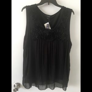 NWT 1X ESPRESSO BLACK FLORAL TANK